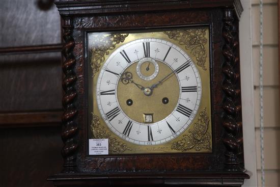 Thomas Wheeler, London. A late 17th century burr elm longcase clock, H.6ft 6.25in.